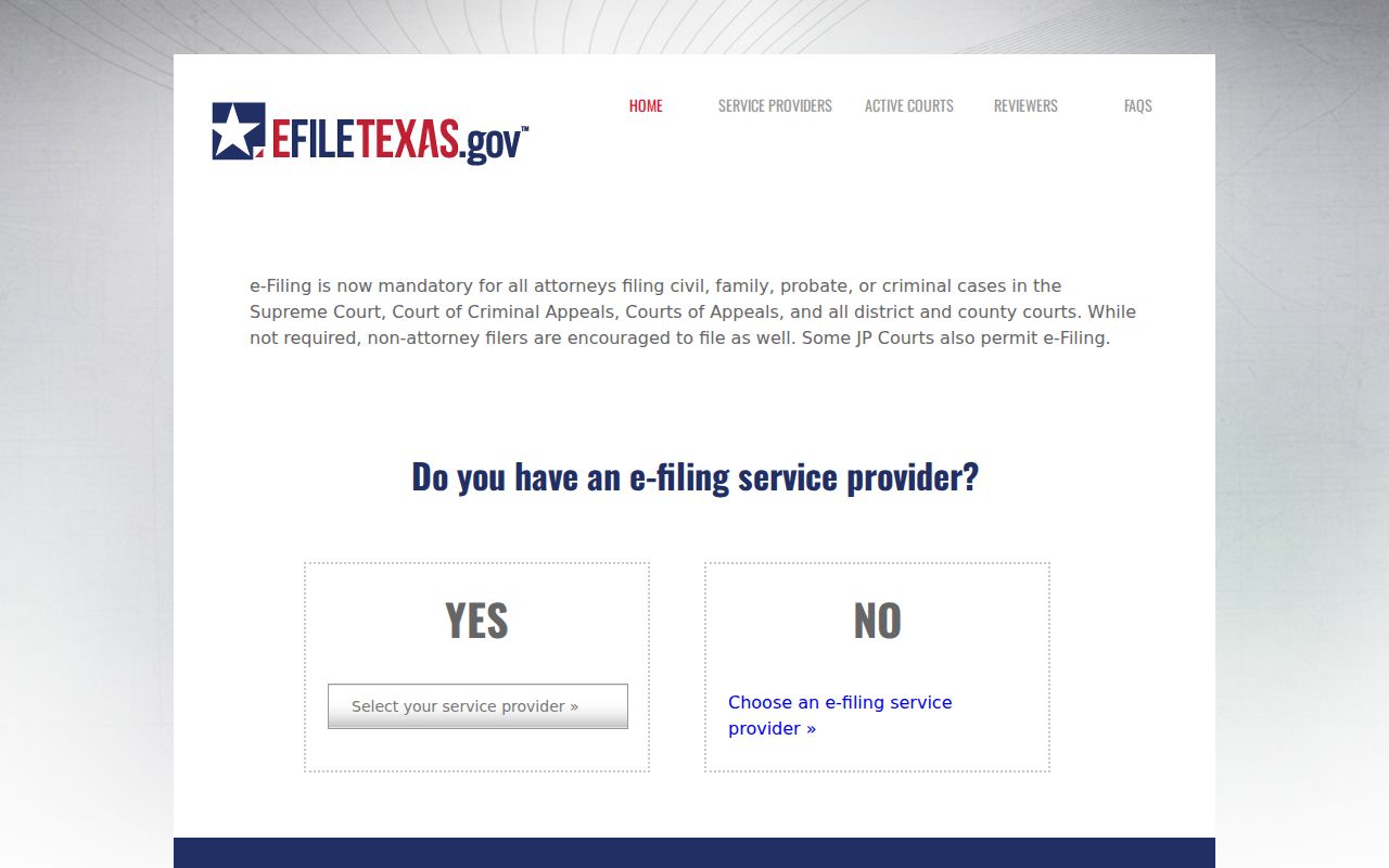 Lavaca County case search entry for eFileTexas and re:SearchTX